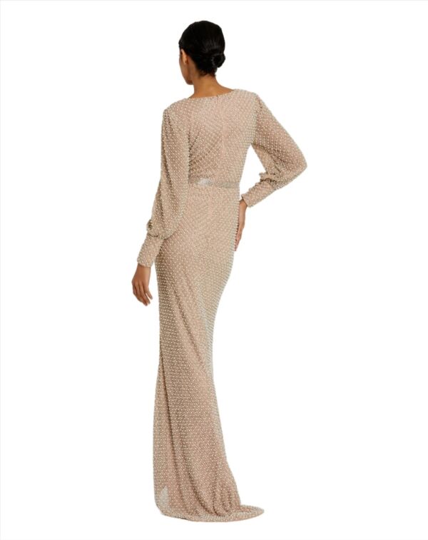 Mac Duggal 10062 Bishop Sleeve Pearl Beaded Dress