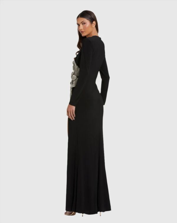 Mac Duggal 11809 High Slit Floral Beadwork Dress