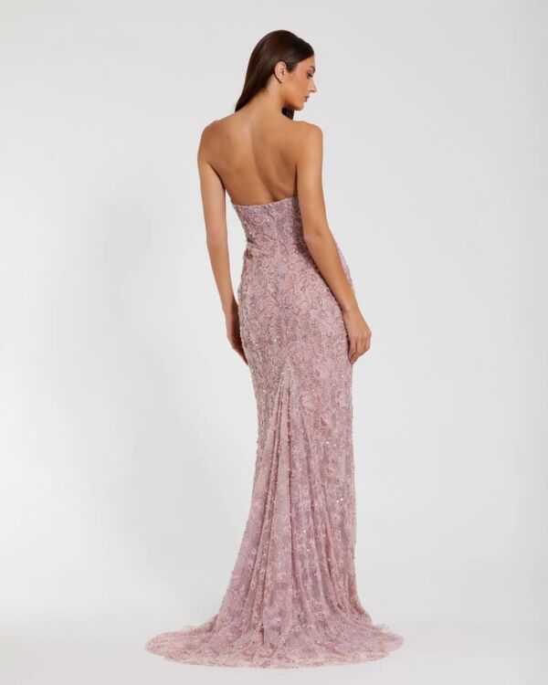 Mac Duggal 11830 Strapless Beaded Lace Corset Bodice Evening Dress