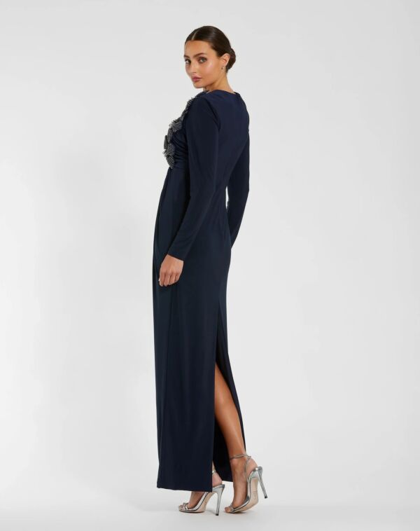Mac Duggal 11850 Floral Beadwork Long Sleeve Dress