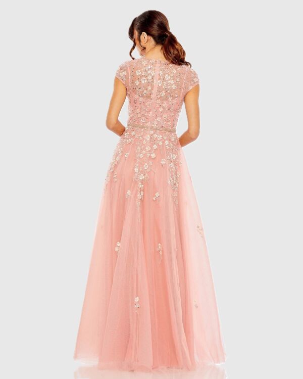 Mac Duggal 20511 Beaded A-Line Illusion Cap Sleeve Dress