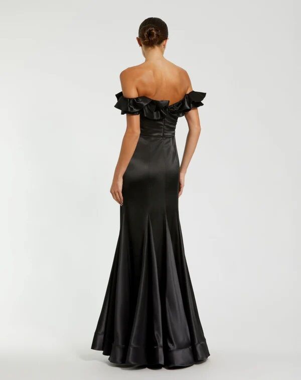 Mac Duggal 49834 Ruffle Off-The-Shoulder Godet Skirt Dress