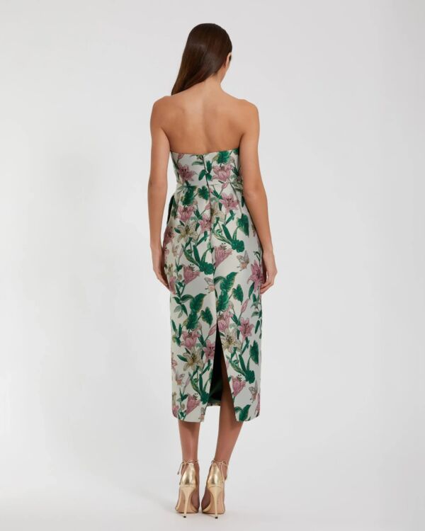 Mac Duggal 56097 Floral Strapless Midi-Length Evening Dress