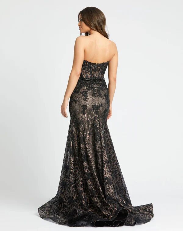 Mac Duggal 79308 Corset Bodice Sweetheart Neck Lace Dress