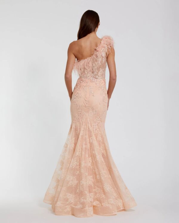 Mac Duggal 79451 Feather Neck Lace Mermaid Formal Dress
