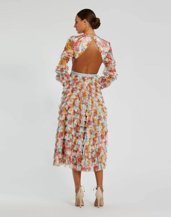 Mac Duggal 8130 Ruffle A-Line Lattice Cutout Mother Of The Bride Dress