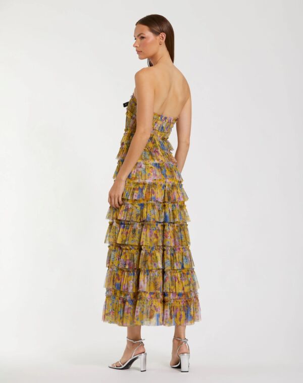 Mac Duggal 8301 A-Line Tiered Ruffle Skirt Strapless Dress
