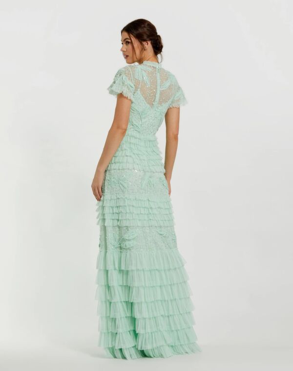 Mac Duggal 9278 Cap Sleeve Ruffle Mother Of The Bride Gown
