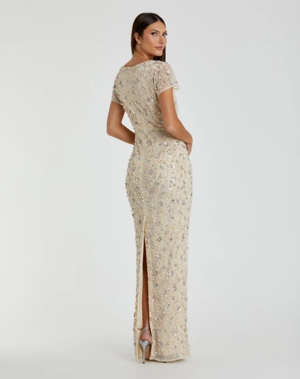 Mac Duggal 94205 Bateau Neck Back Slit Beaded Dress