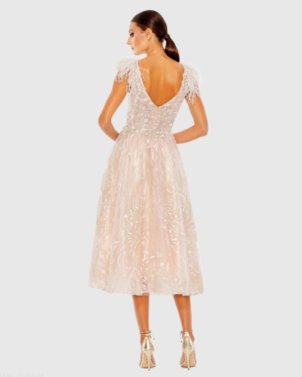 Mac Duggal 20275 Beaded A-Line Feather Shoulder Dress