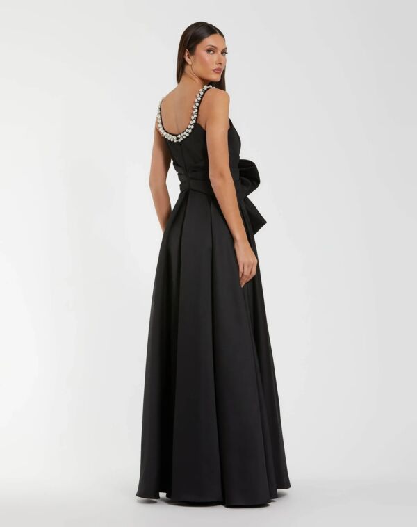 Mac Duggal 27743 Front Bow High Slit A-Line Dress