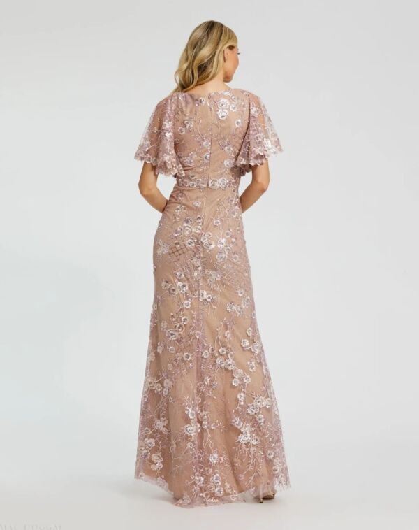 Mac Duggal 68743 V-Neck Flutter Sleeve Dress