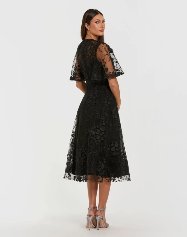 Mac Duggal 69036 Sheer Flutter Sleeve Lace A-Line Dress