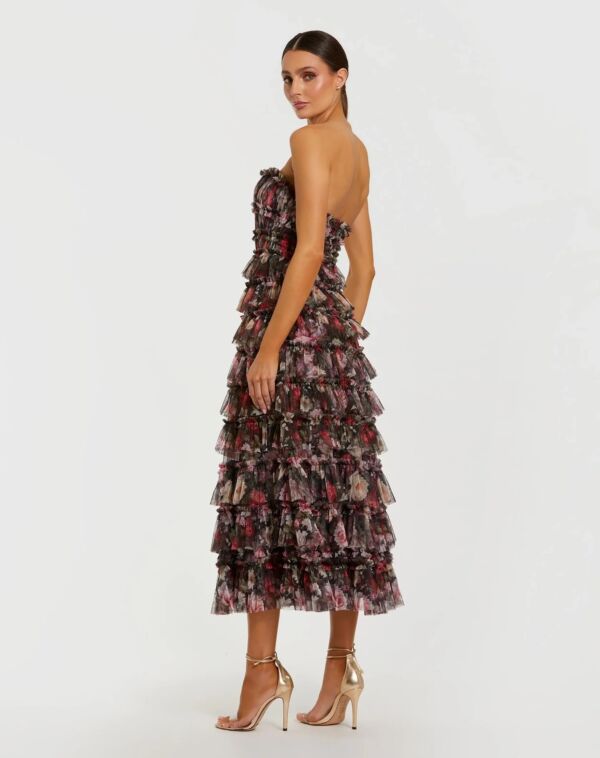 Mac Duggal 8351 Strapless A-Line Tiered Ruffle Skirt Dress