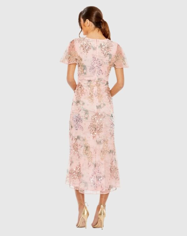 Mac Duggal 93949 Flutter Sleeve Floral Faux-Wrap Dress