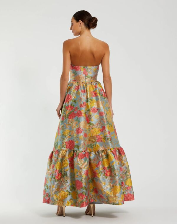 Mac Duggal 11825 Ruffle Hem A-Line Floral Brocade Dress