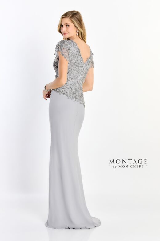 Montage by Mon Cheri M2202 Beaded Bodice Short Sleeve Dress