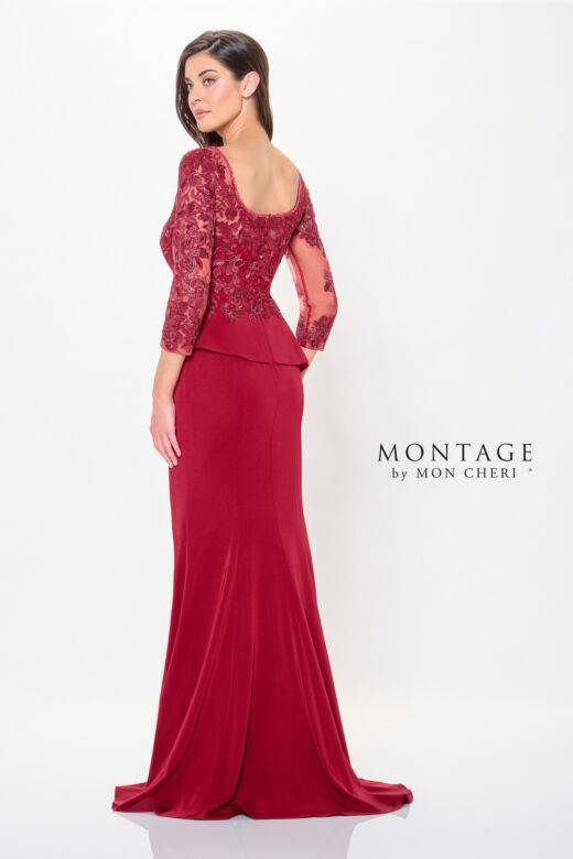 Montage by Mon Cheri M914 Peplum Scoop Back Dress