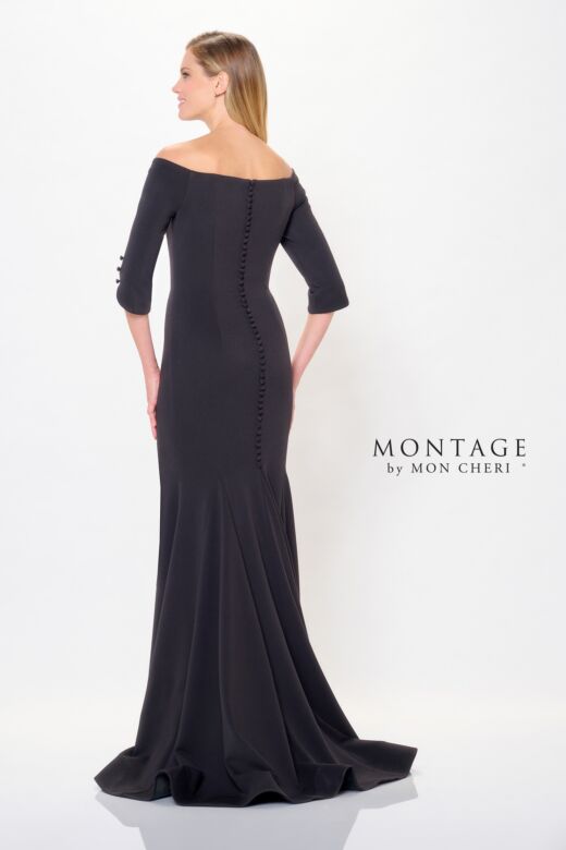 Montage by Mon Cheri M916 Hug-Shoulder Neck Tulip Sleeve Dress