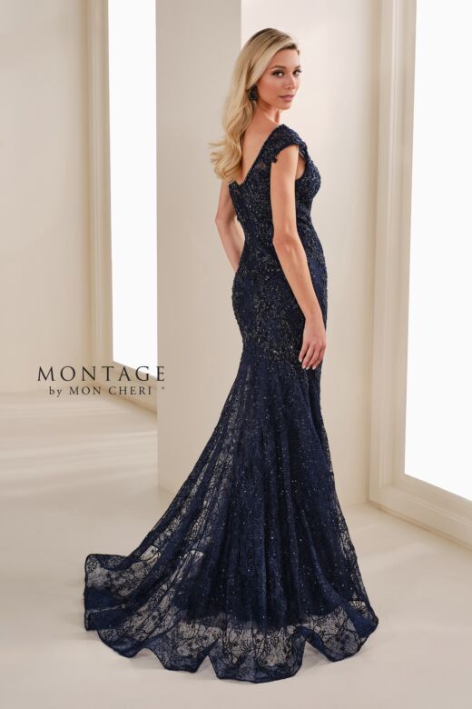 Montage by Mon Cheri M3109 Bishop Sleeve Scoop Neck Dress
