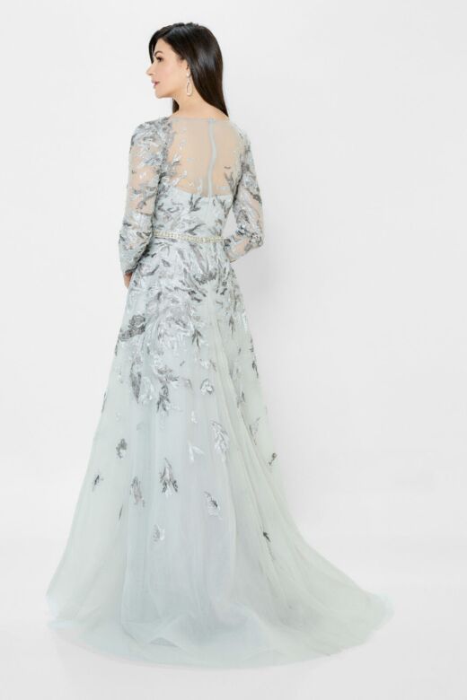 Montage by Mon Cheri 122906 Long Sleeve Embroidered Dress