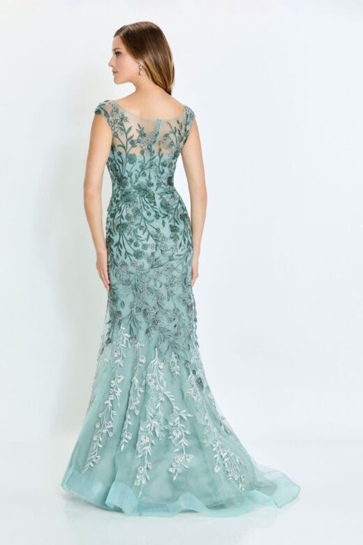 Montage by Mon Cheri M522 Cap Sleeve Floral Embroidery Dress