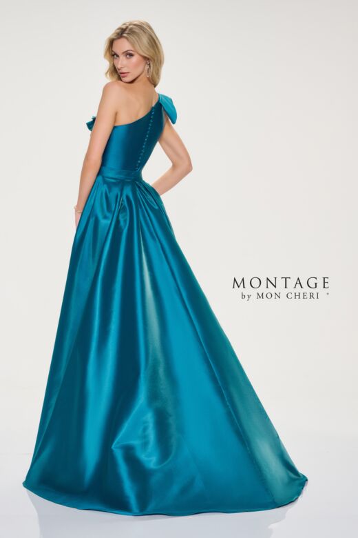 Montage by Mon Cheri M844 Ruffle Neck Removable Train Dress