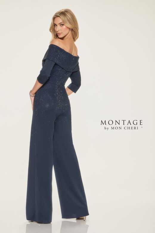 Montage by Mon Cheri M850 Portrait Neck Wide-Leg Jumpsuit