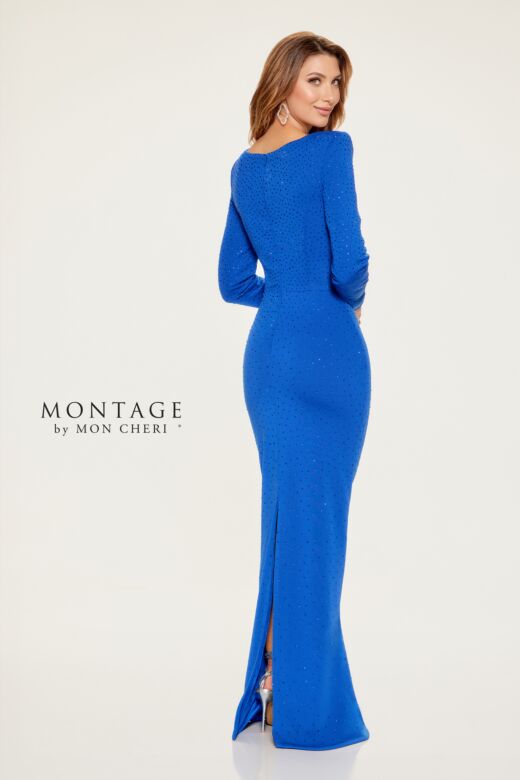 Montage by Mon Cheri M851 Back Slit Long Sleeve Dress