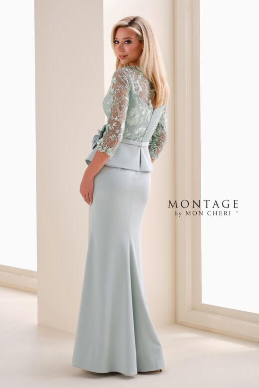 Montage by Mon Cheri M4209 Side Slit Illusion Sleeve Dress