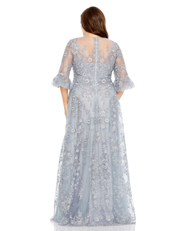 Mac Duggal 20471 Three-Quarter Sleeve Embroidered Dress