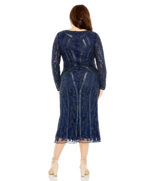 Mac Duggal 5938 Floral Beadwork Long Sleeve Dress