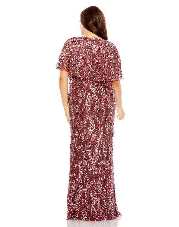 Mac Duggal 93867 Cape Sleeve Sequin Dress