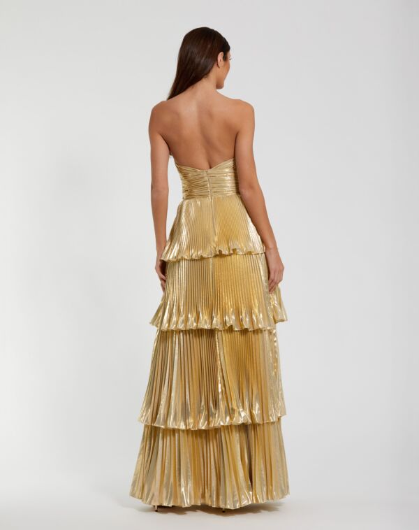 Mac Duggal 49911 Strapless Neckline Pleated Metallic Dress