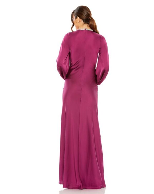 Ieena for Mac Duggal 26575 Beaded Neck Bishop Sleeves Dress