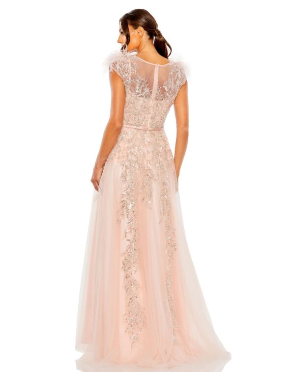 Mac Duggal 20520 Cap Sleeve Feather Dress