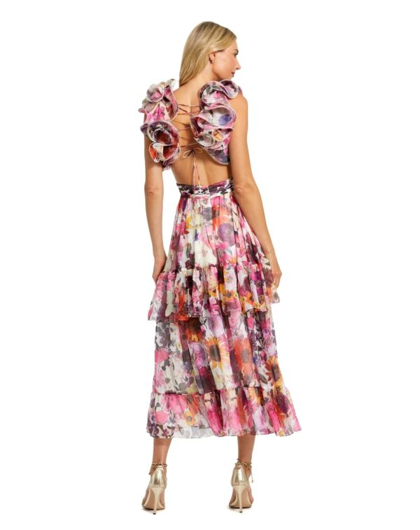 Mac Duggal 56048 Side Cutouts Floral Ruffle Dress
