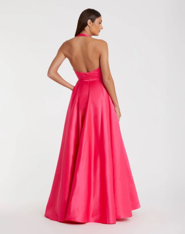 Mac Duggal 11890 Front Bow Plunging Halter Neck Prom Dress