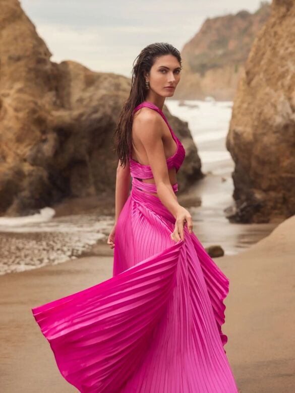 Mac Duggal 49837 Pleated Cutout Asymmetric High Low Formal Dress