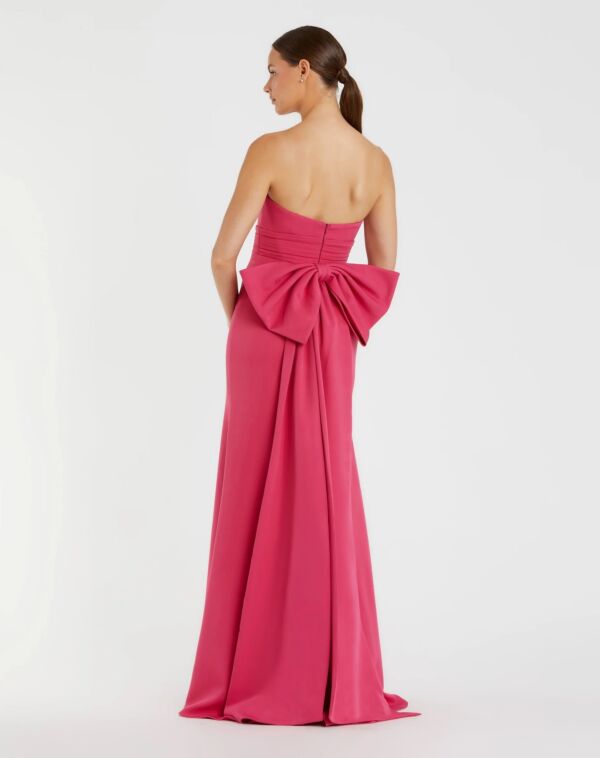 Mac Duggal 49967 Back Bow Pleated Waist Strapless Long Party Dress