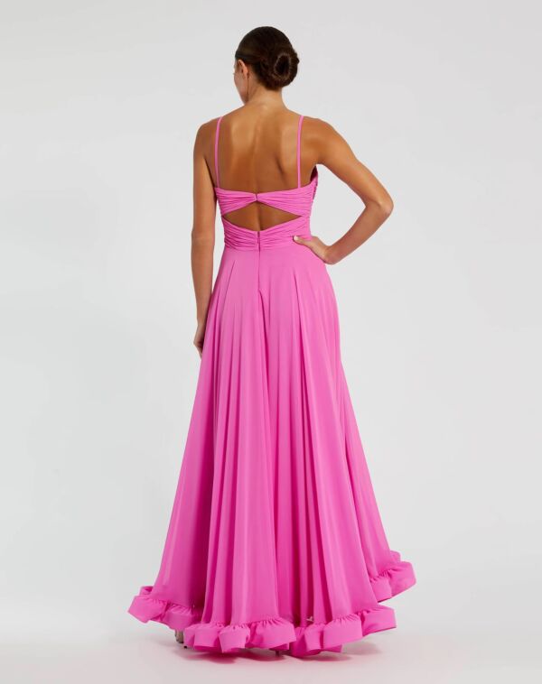 Mac Duggal 68705 Knotted A-Line Cutout Bodice Ruffle Hem Formal Gown