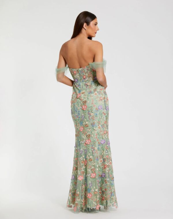 Mac Duggal 68809 Off-The-Shoulder Floral Embroidered Formal Gown