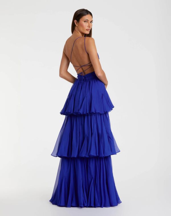 Mac Duggal 68846 Asymmetric Neck A-Line Tiered Skirt Dress