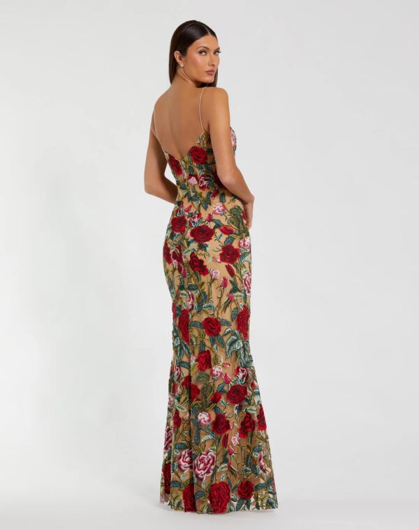 Mac Duggal 68884 Corset Bodice Sweetheart Neck Floral Long Party Dress