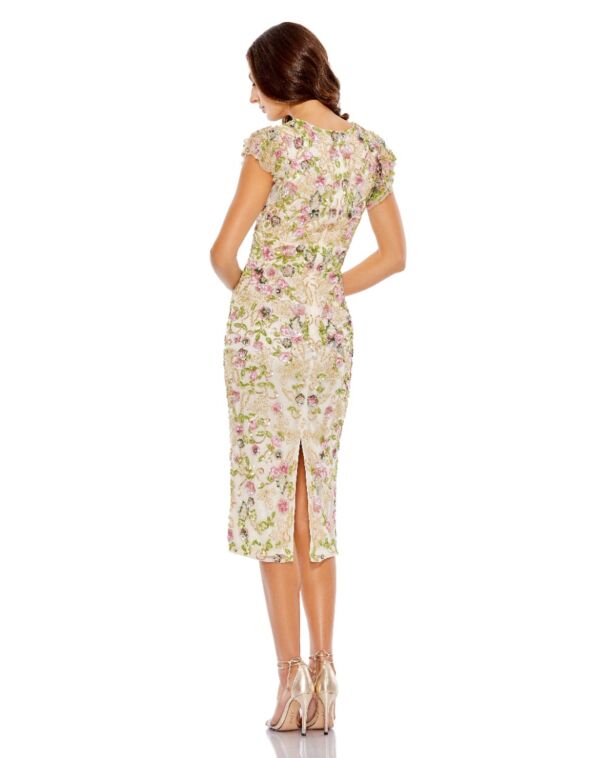 Mac Duggal 5722 Ruffle Sleeve Floral Beadwork Dress