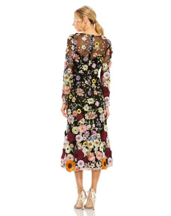 Mac Duggal 68462 Long Sleeve Beaded Waist Dress