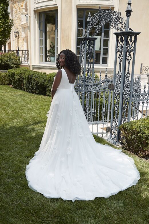 Mori Lee 3411 Neve Plunging Sides Square Back Plus Size Wedding Dress