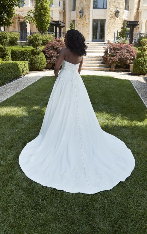 Mori Lee 3418 Noreen A-Line Curved Neck Plus Size Bridal Dress