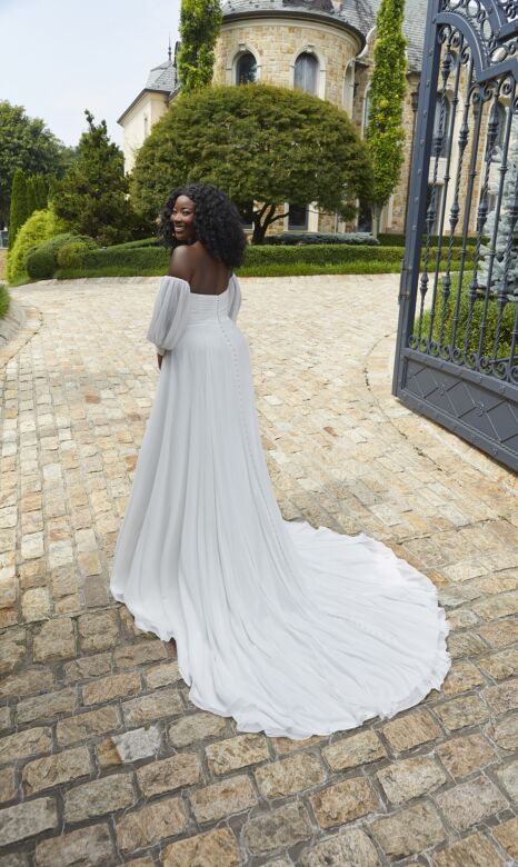 Mori Lee 3419 Nadia Drape Bodice V-Neck Plus Size Bridal Dress