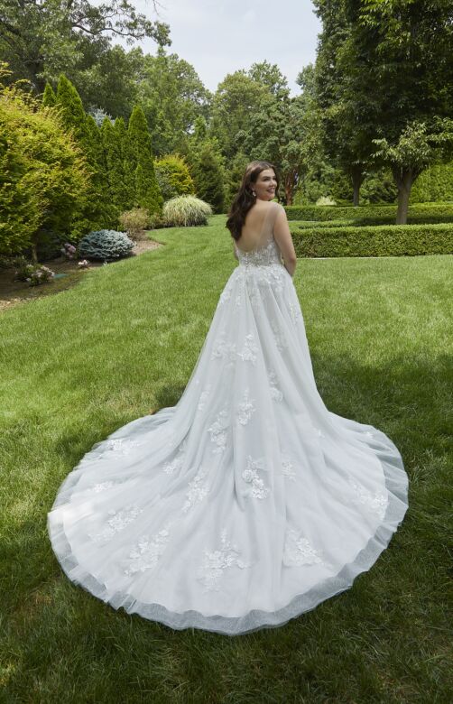 Mori Lee 3421 Natalia Illusion Bateau Neck Plus Size Bridal Gown